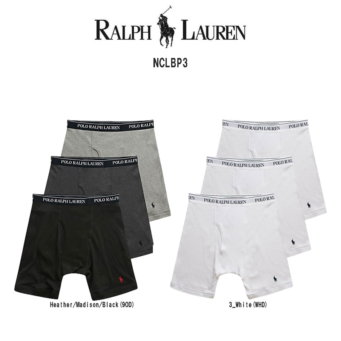 POLO RALPH LAUREN ロング ボクサーパンツ 3枚セット お買い得 パック メンズ 下着 Cotton Classic Fit NCLBP3