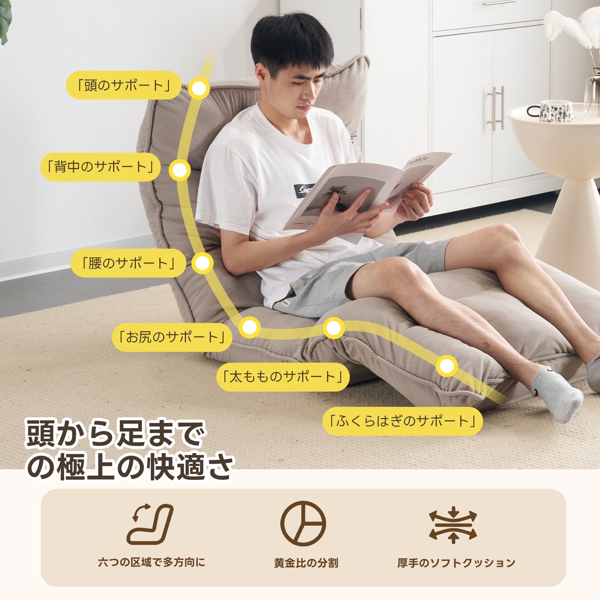 送料無料379ソファーベッド ソファベッド ローソファー 1人掛け マルチに使える 幅75cm 18段階リクライニング 座椅子 1人掛け ソファ 折りたたみ 折り畳み コンパクト 折りたたみベッド 圧