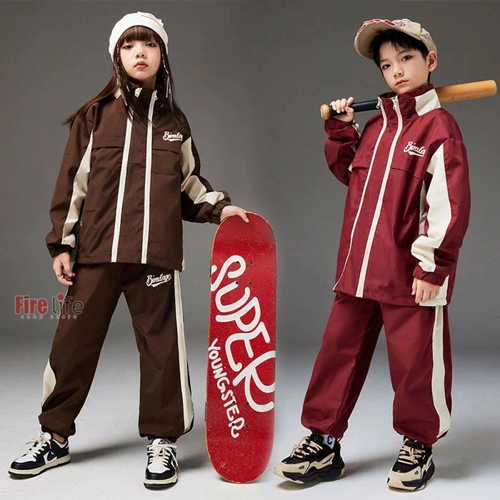 ダンスウェアセール キッズダンス衣装 ジャケット ロングパンツ ウインドブレーカー ジャージ ヒップホップ 運動着 男の子 女の子 HIPHOP 演出服 ステージ衣装 120～180cm 1005円ポ 5,150円
