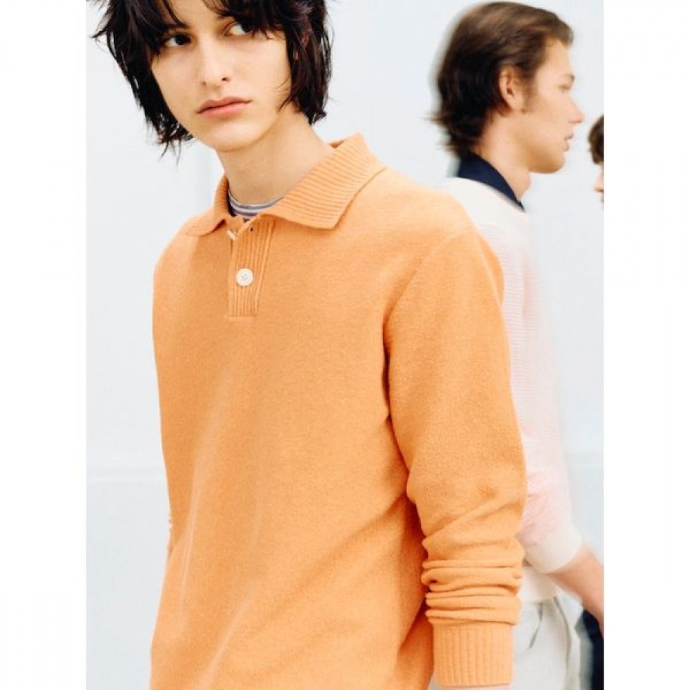 [ロガディス] コットンブレンドリラックスブークルカラーネックセーターオレンジ（RY5151P048）