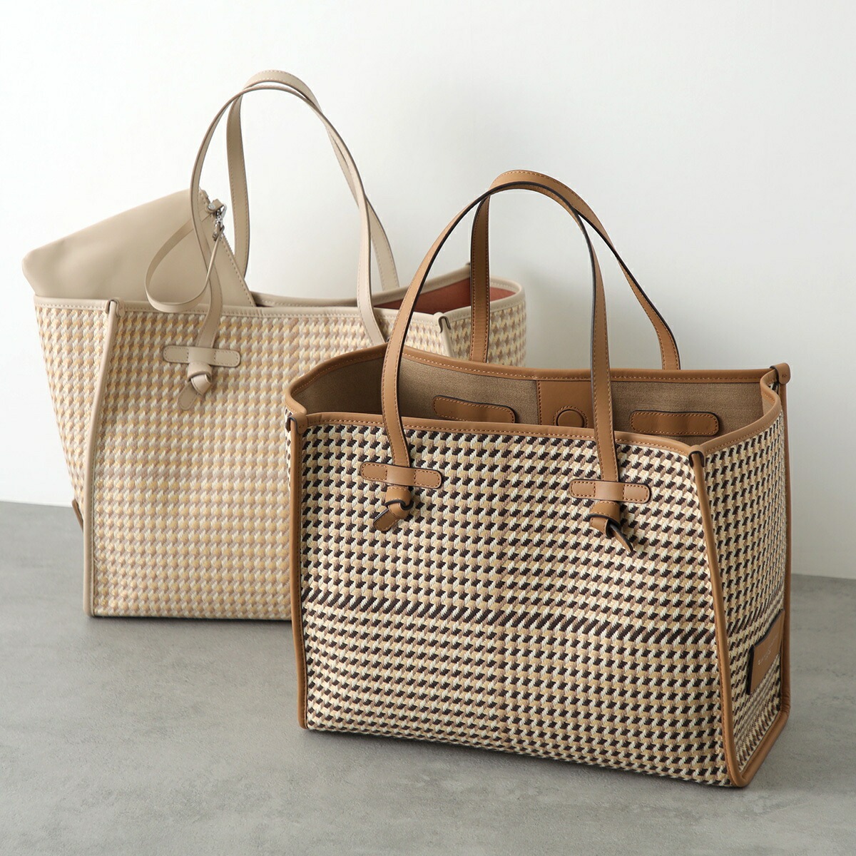 GIANNI CHIARINI ジャンニキアリーニ トートバッグ MARCELLA マルチェッラ M BS 6850 COMM MSQ レディース 千鳥格子柄 ポーチ付き 鞄 カラー2色