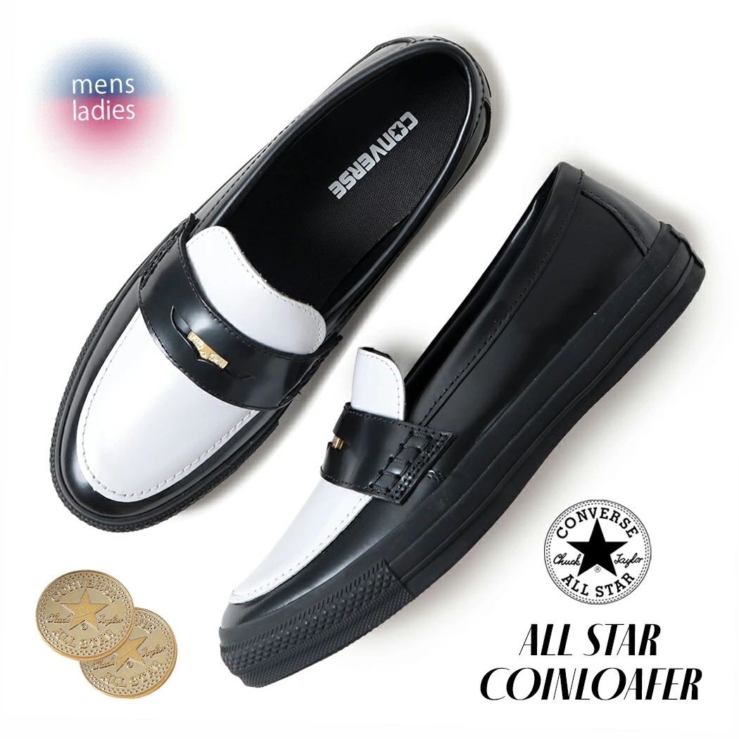 CONVERSE コンバース オールスター コイン ローファー スニーカー ALL STAR COINLOAFER BLACK/WHITE ( 黒 白 レザー 国内正規品 31315090 )