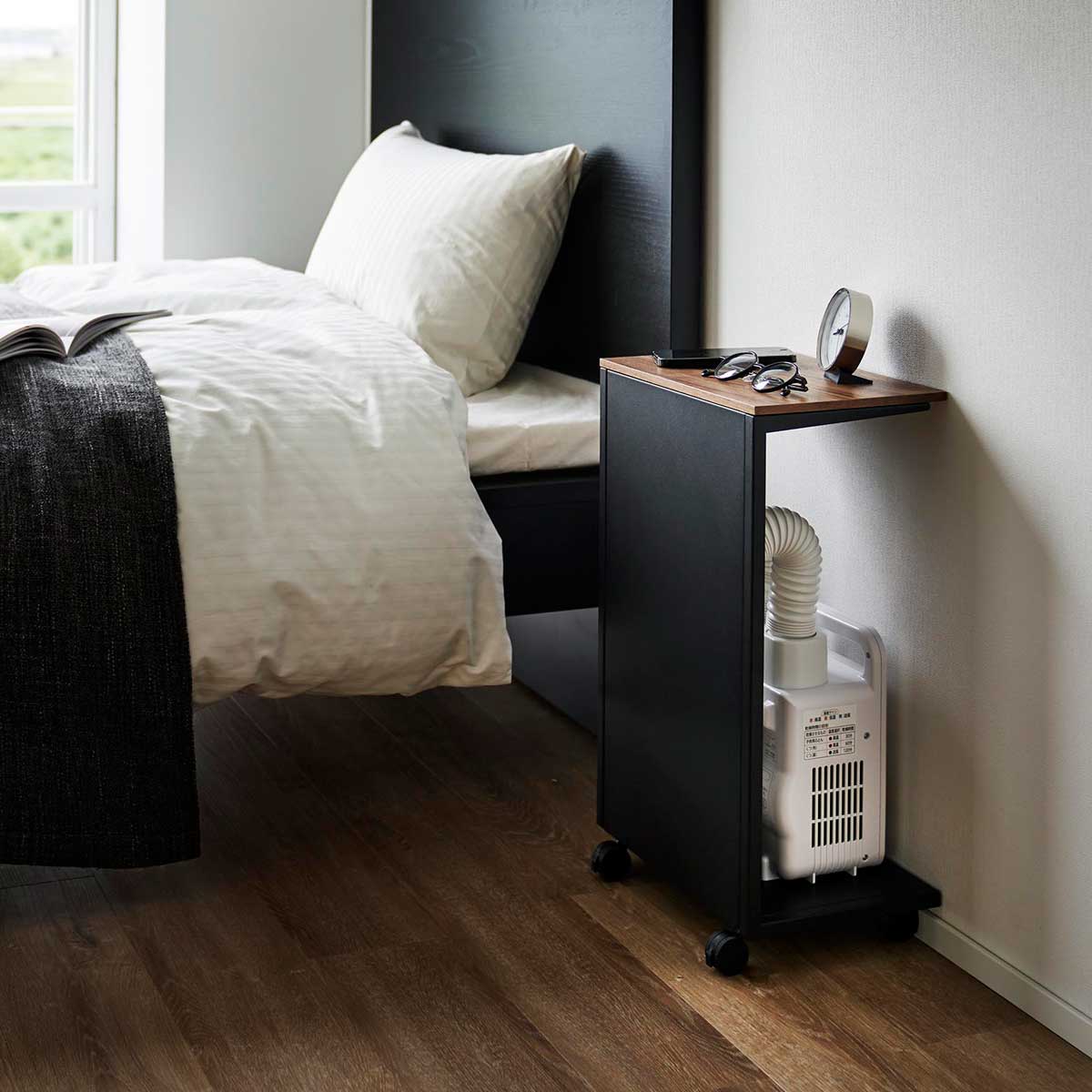 布団乾燥機収納 山崎実業 tower タワー キャスター付き 目隠し布団乾燥機スタンド 1416 ブラック