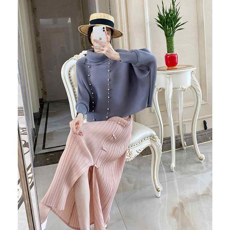 コーデ レディース ファッション オシャレ カワイイ シンプル きれいめ ナチュラル 上品カジュアル 婦人服 プリーツ トップス 長袖 ビッグ 無地 バット スリーブ Tシャツ