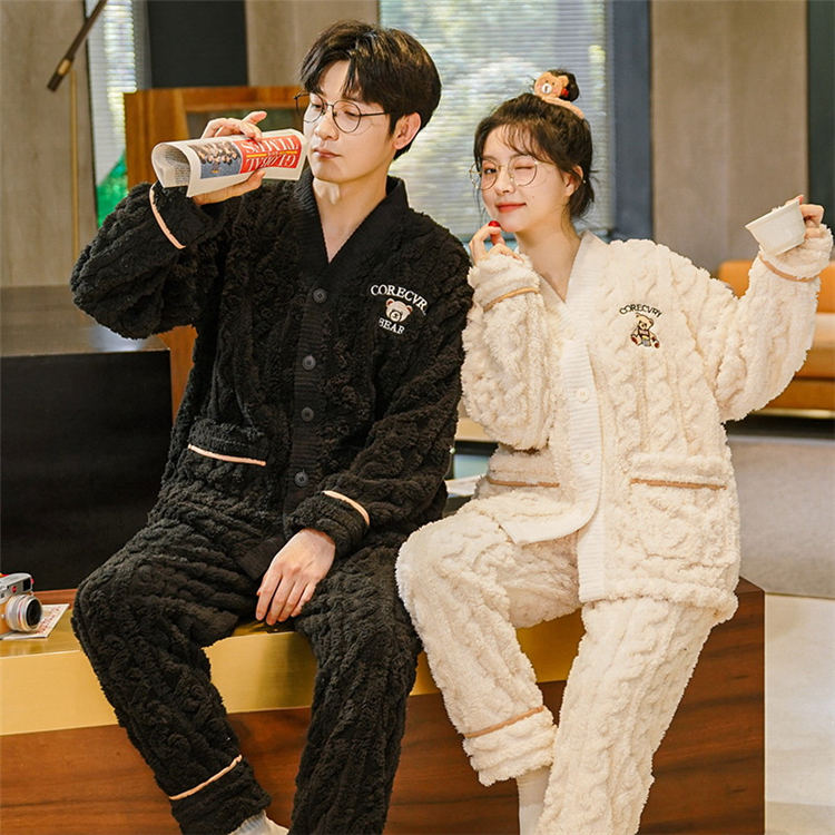 ペアパジャマ 冬 クマ柄 ルームウエア 着る毛布 暖かい カップル フランネル 部屋着 ペアルック パンツセット ペアお揃い 寝巻き ナイトウェア レディース メンズ パジャマ 韓国 可愛い 結婚祝い