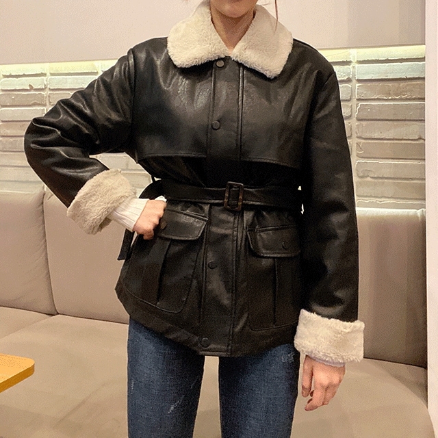 ミンク カラー ミックスマッチ レザー ジャケット 7,250円