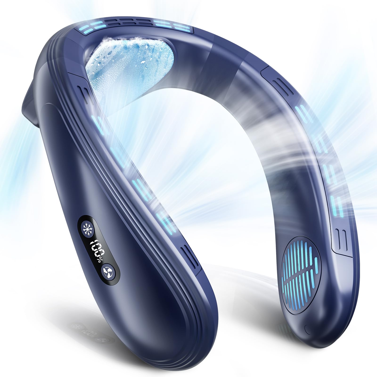 首掛け扇風機 ネッククーラー 瞬間冷却【2025夏モデル ネックファン 冷感 MAX-20℃】3段階風量＆冷感調節 ハンディクーラー おしゃれ 上下方向送風 羽根なし 首掛けファン 角度調節可能 半導