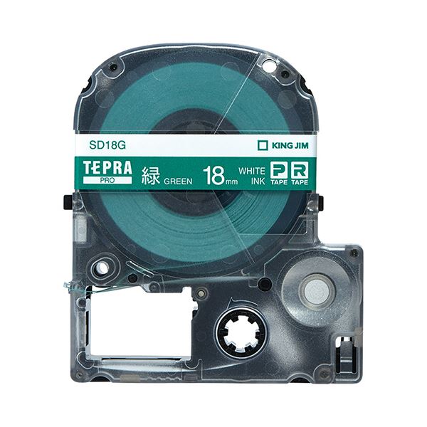 (まとめ) キングジム テプラ PRO テープカートリッジ ビビッド 18mm 緑／白文字 SD18G 1個 (×10セット)