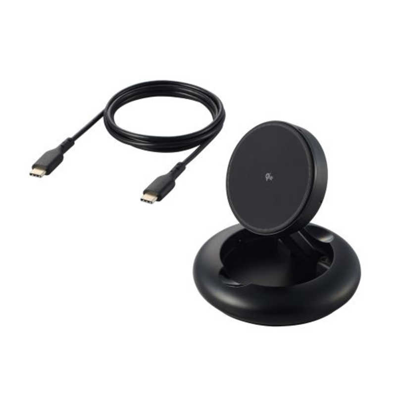 エレコム　ELECOM　マグネットQi2規格対応ワイヤレス充電スタンド（15W・折り畳み） ブラック　W-MA08BK