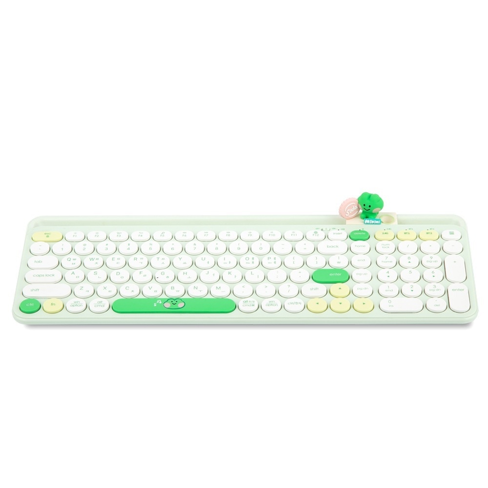 ラインフレンズ Minini フィギュア マルチペアリング クレードル Bluetoothワイヤレスキーボード + キースキンセット(レニーニ)