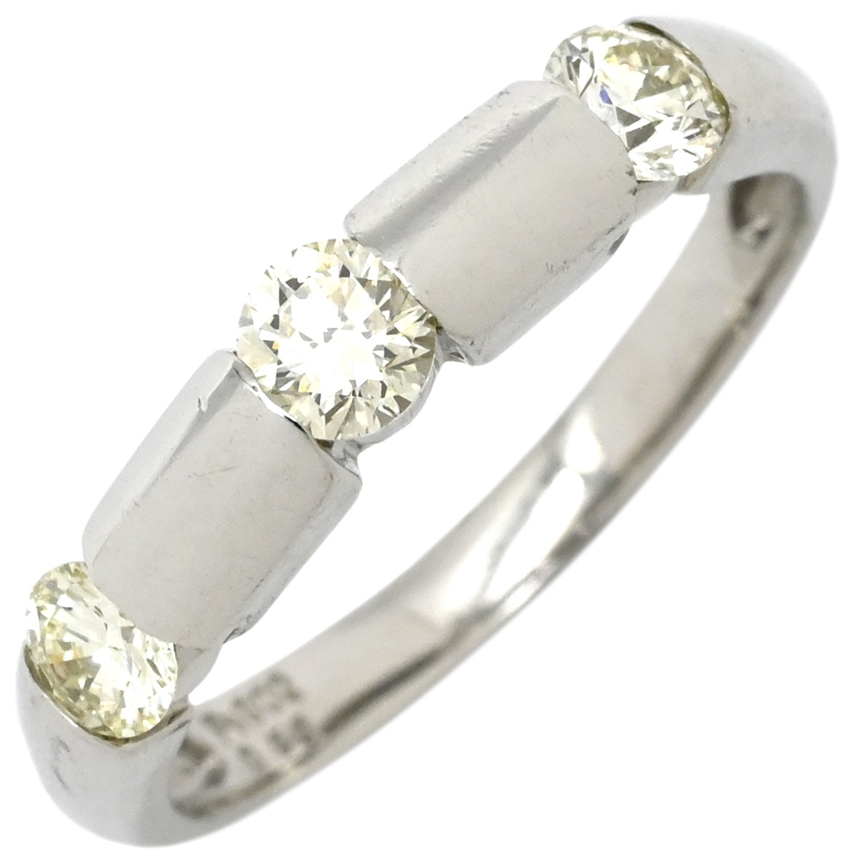 リング 指輪 ダイヤ リング プラチナシルバー プラチナム 3粒 3p スリーストーン 0.50ct ダイヤモンド 3ポイント トリプルダイヤ 11号【中古】