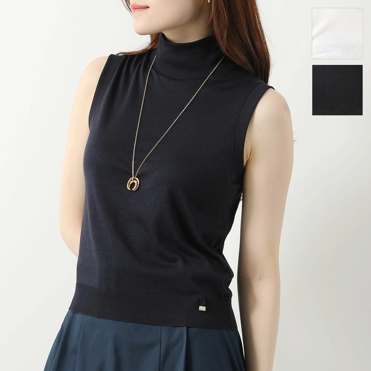 HERNO ヘルノ カットソー GLAM KNIT EFFECT JL000105D 52056 レディース ノースリーブ ハイネック タートルネック トップス カラー3色