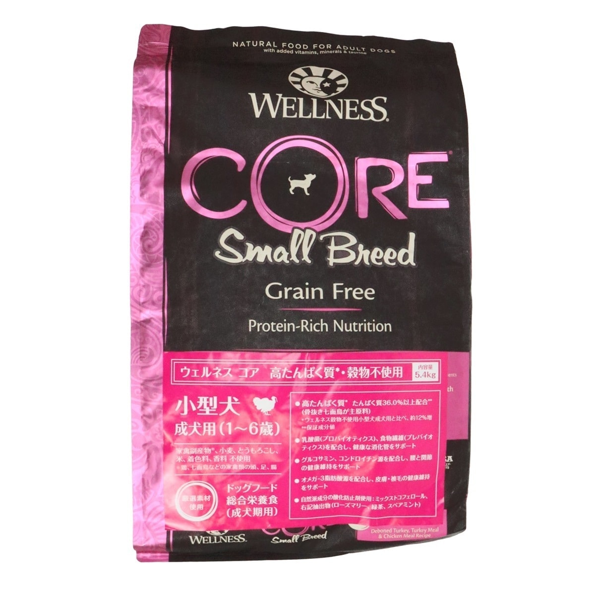 ウェルネスコア 高たんぱく質穀物不使用 小型犬 成犬用 (1歳から6歳) 骨抜き七面鳥 5.4kg