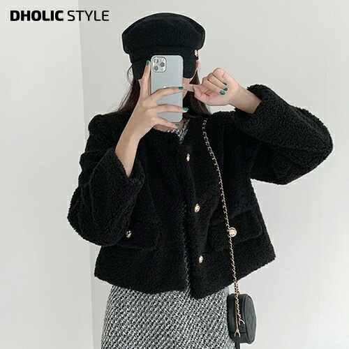 [メガ割りSALE]キルト裏地ノーカラーボアジャケット・p466598