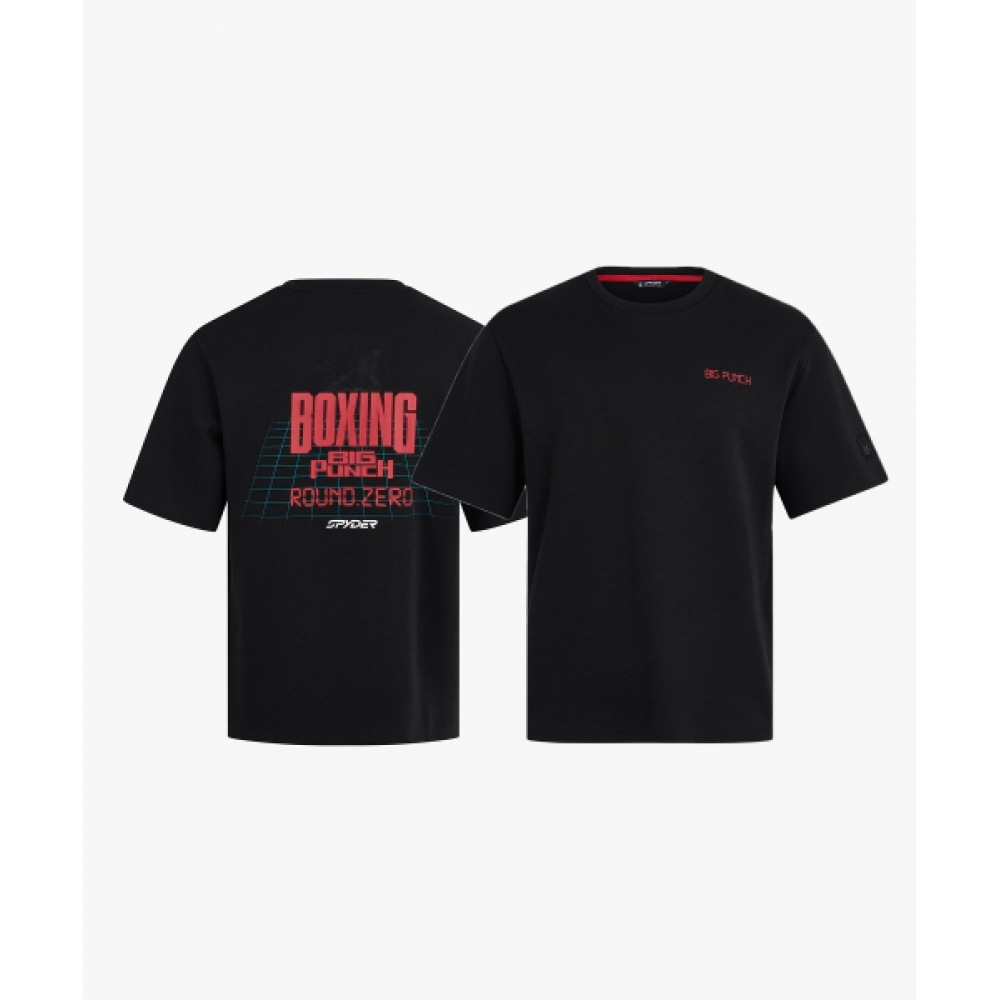 スパイダーメンズビッグパンチリラックスボクシンググラフィック Tシャツ SPLMCNRS244MBLK