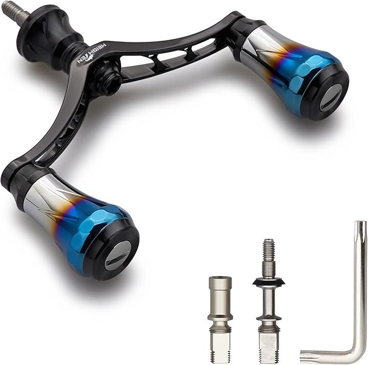 V3.0 80/98mm リール ハンドル 航空アルミ製 シマノ ダイワ 通用 スピニングリール Arch Aurora 80mm 491(ブラック, V4.0 - 80mm)