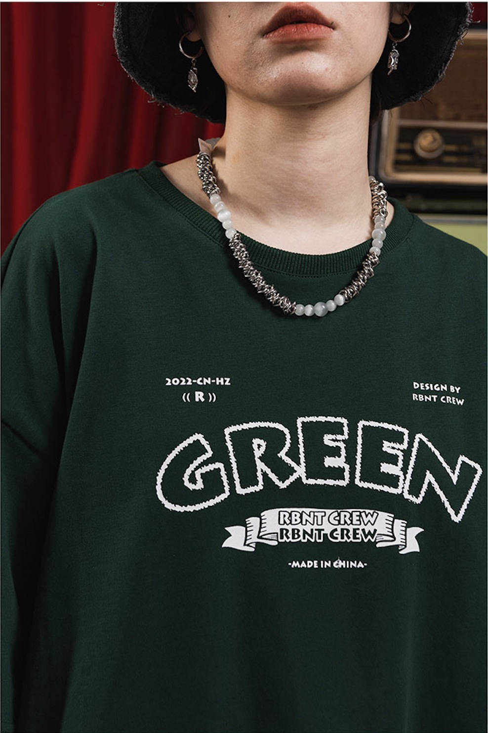 新入荷数少ない 2022夏服半袖ゆったり オリジナルGREENTシャツ 男女兼用