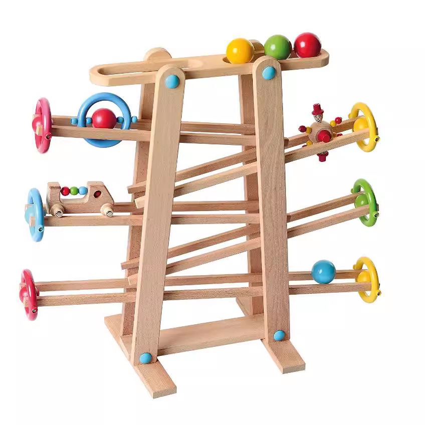 子供向けローラーピエロラピッドコースターソリッドウッドグライディングビーチレールトレイルベビー教育おもちゃ