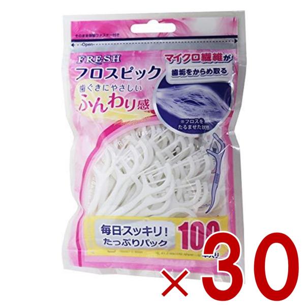 デンタルプロ フレッシュ フロスピック 100本 フロス ピック 30個