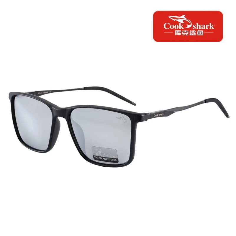 Cook shark polarized sunglassesメンズサングラスレディースuvプロテクションドライビングスペシャルカラーチェンジングメガネトレンドパーソナリティ 銀