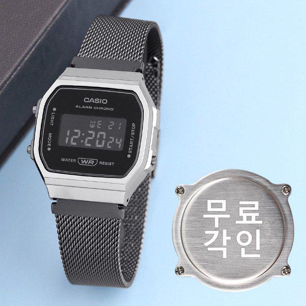 無料刻印 A168WEMB-1B 電子 男女共用メタル時計 d 14,301円
