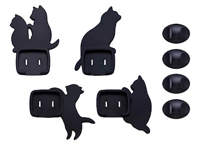 他サイト： スマイルキッズ ねこのコンセントカバー 4個組 AKN-1804 ブラックの商品画像