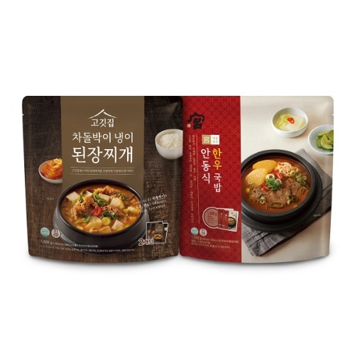 ゴギ屋茶石醤油味噌チゲ800g×2+宮安東式韓牛クッパ800g×2