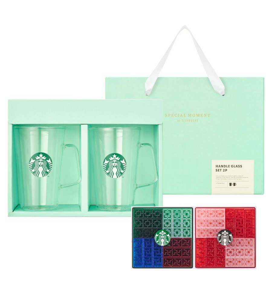 サイレン ハンドル グラス 500ml 2P + 丹青ブロック セット 韓国スターバ グッズ