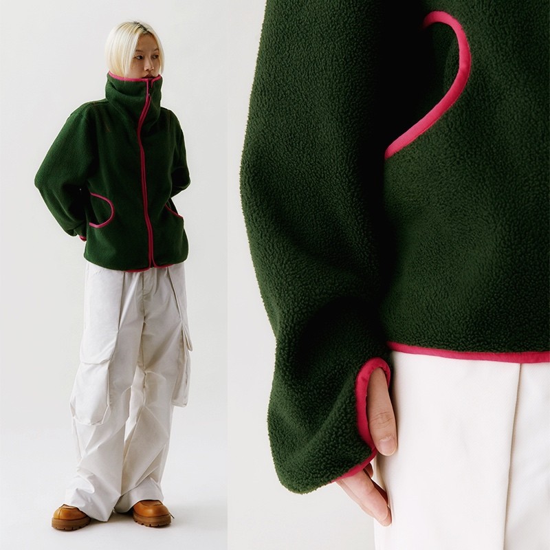 22AW High Collar Fleece コントラストカラーハイカラーフリースジャケット