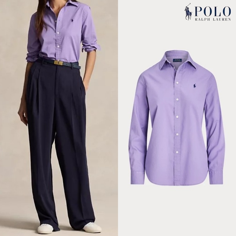 [ポロラルフローレン] リラックスフィット コットン ツイール シャツ / WISTERIA