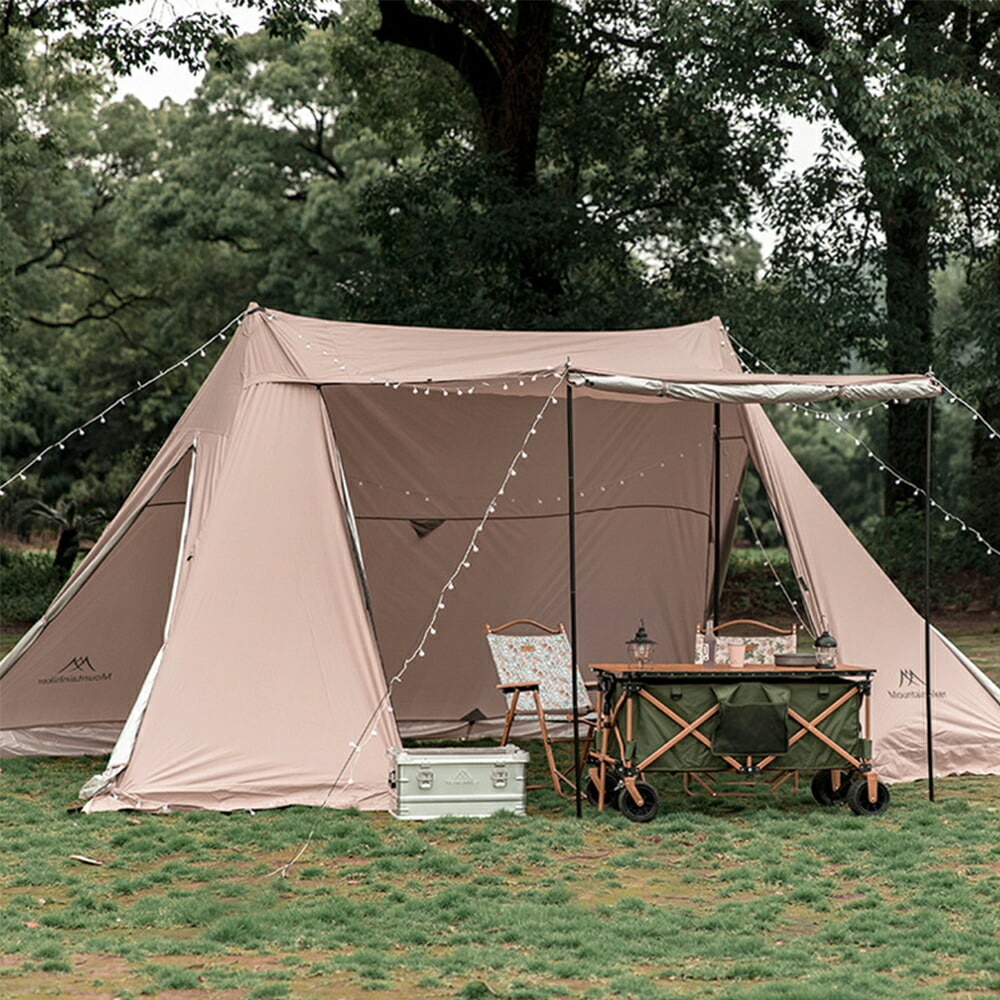 「赤字販売 *即納」オックスフォード生地 軍幕 ポリコットンTC シルバーコーティング スカート付 UVカット 撥水 通気 煙突口焚き火可 両側開閉可能 スーパーシェルター 収納コンパクト 多機能