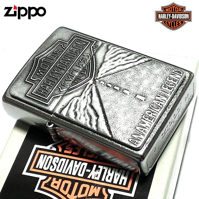 ZIPPO ライター ハーレー ダビッドソン かっこいい ロードメタル ジッポ 渋い アンティークシルバー おしゃれ 銀 メンズ プレゼント レディース ギフト