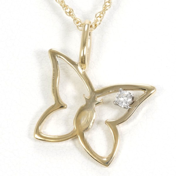 14K YG ネックレス ダイヤ 総重量約2.2g 約42cm ジュエリー 中古