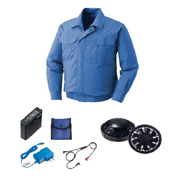 KU90550 空調服 綿薄手 FAN2200B/LISUPER1セット ライトブルー 4L