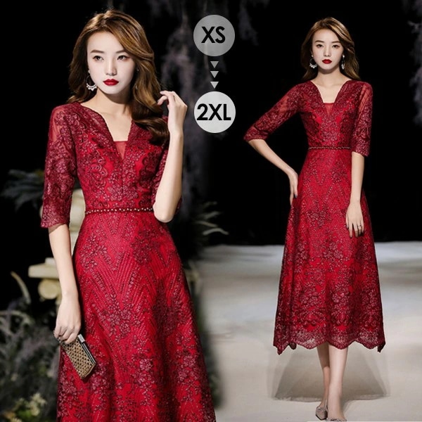 ドレス 大人 ピアノ 発表会 ミモレ丈ドレス 演奏会 結婚式 母親 パーティードレス ミモレ丈 ワンピース フォーマルドレス イブニングドレス Aライン 30代 40代 50代 大きめ 親族 レース