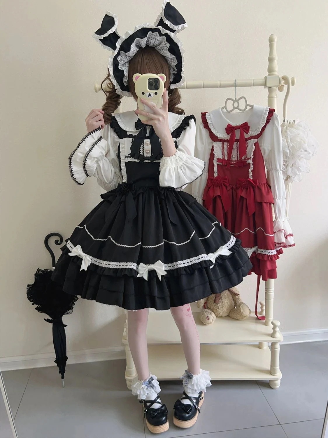 ロリータペーパーシェルケーキドレス キュートなjskサスペンダードレス サマードレス