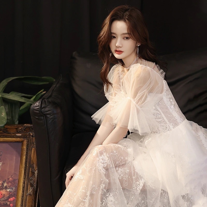 品質良ドレスウェディングドレス披露宴結婚式演奏会用ロングドレス二次会演奏会/大きいサイズブライズメイド