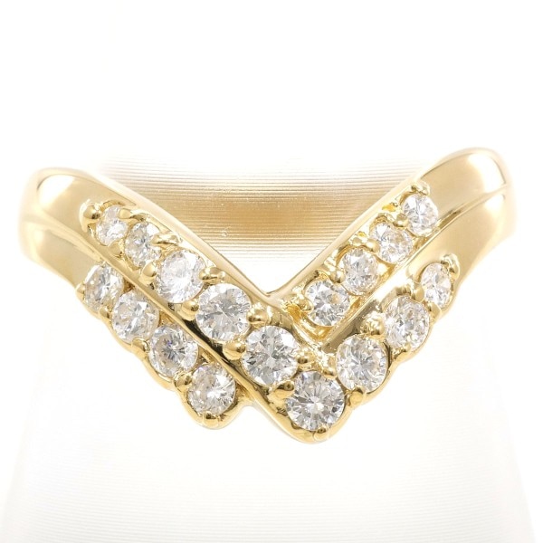 K18 18金 YG リング 指輪 15号 ダイヤ 0.60 カード鑑別書 ジュエリー 中古