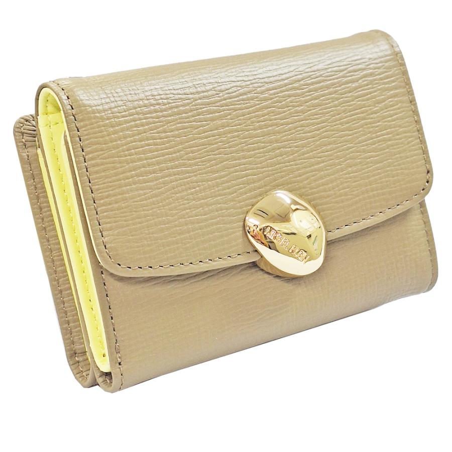 M KLEIN　折り財布 コンパクト財布 レザー グレージュ レディース 小銭入れあり 2008-OLIVE