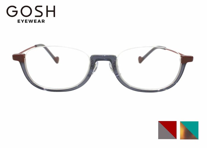 ゴッシュ GOSH go-2063 オーバル アンダーリム アセテート チタン コンビ メンズ レディース メガネ めがね 眼鏡 49サイズ