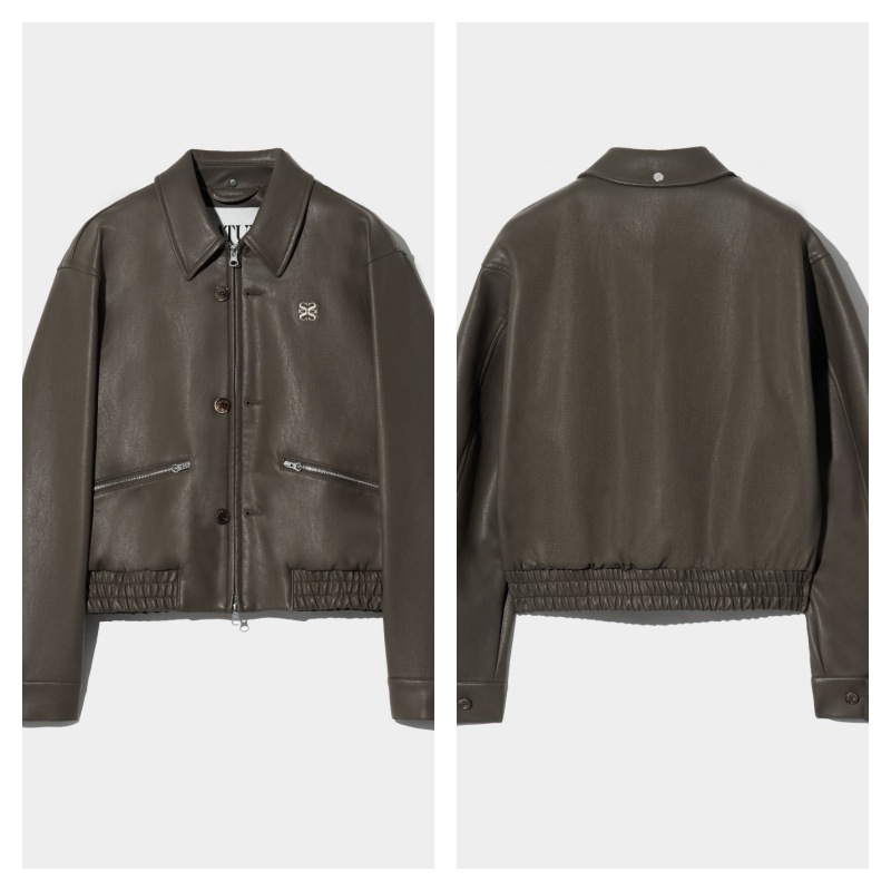 【SATUR】 (W) TEO VEGAN LEATHER BLOUSON JACKET : VINTAGE BROWN