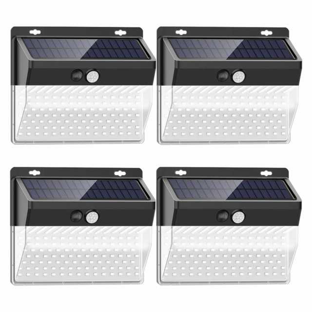4個セット 206LED ソーラーライト ウォールライト 人感 センサーライト PIRモーションセンサー 夜間自動点灯 IP65防水 太陽光充電 屋外 壁 ALW-AXW-W02206-4SET