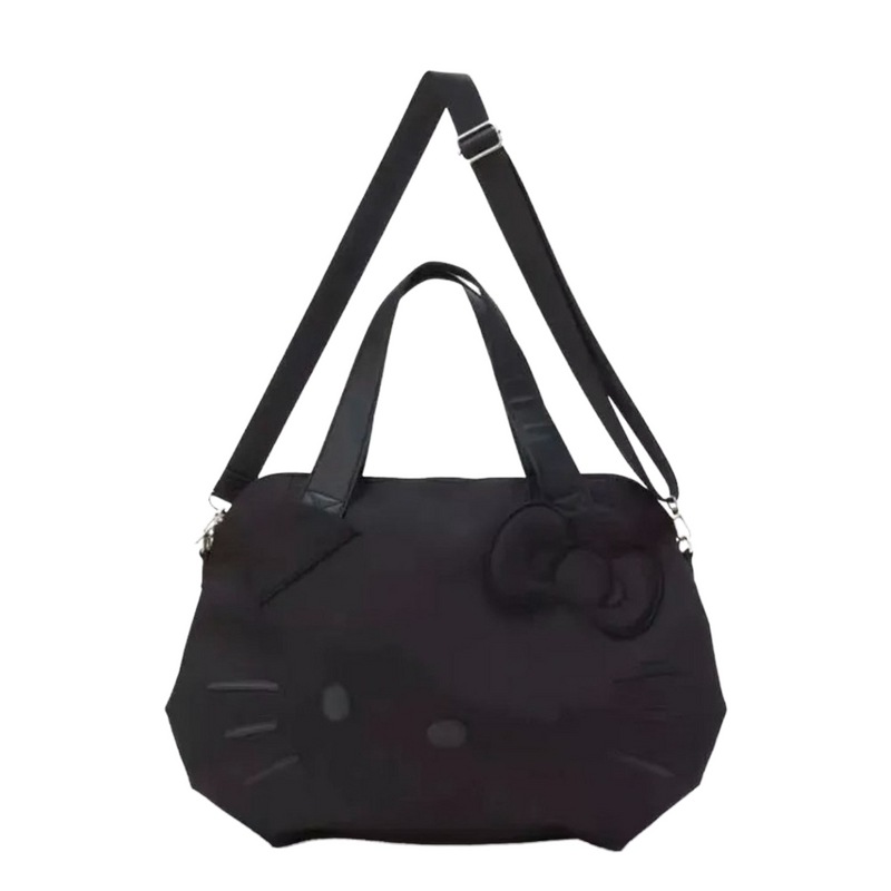 ボブトップバックブラックキティキッチキャラクターナイロン防水iPadノートパソコンキャリアバッグ大サイズシンプルモダンバッグ