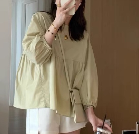 レディース ブラウス 長袖 ボリューム袖 かわいい 大人可愛い きれいめ シンプル カジュアル 上品 おしゃれ かっこいい レトロ アジアン エスニック エキゾチック こなれ感 春 夏 通勤 学生