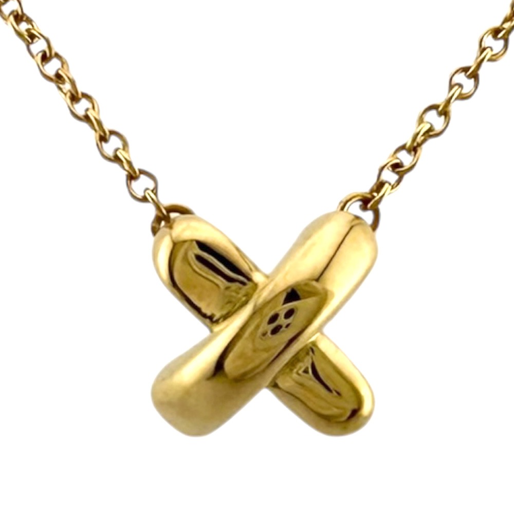 ティファニー クロスステッチ ネックレス 18金 K18イエローゴールド TIFFANY&Co. 中古 美品