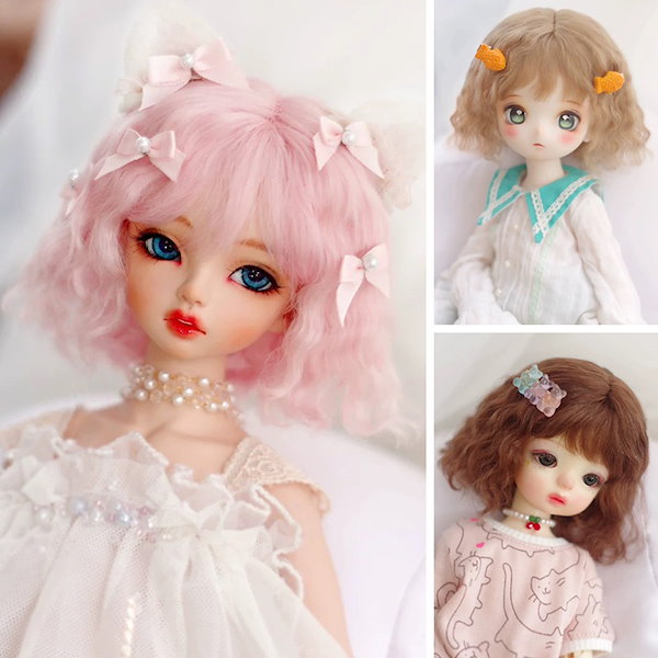 ドールウィッグ 8~9インチ ゴールド 金髪 ロングヘア SD BJD ブロンド