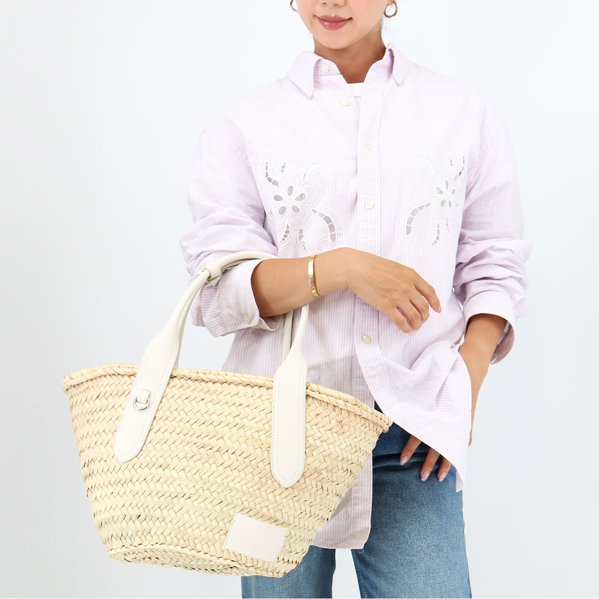 カゴバッグ MEDIUM BASKET LMBK-0XX-PLSC　MBC-015S WHITE 白 ホワイト ナチュラル バスケット ラ