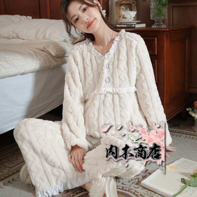 ルームウェア レディース 冬 長袖 もこもこ あったか 裏起毛 パジャマ 上下セット セットアップ 部屋着 大きいサイズ 厚手 保暖 防寒 ふわふわ 可愛い おしゃれ 寝間着 寝巻き 婦人 女性用 彼
