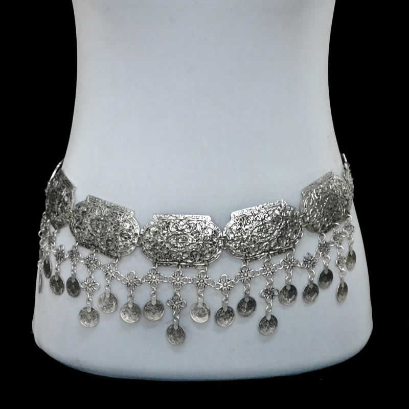 アレッシオボディチェーン クサリ 鎖 ウエストチェーン ベリーダンス チェーンベルト ベリーチェーン ボディージュエリー 腰 巻く シンプル ネックレスチェーン アンティークシルバー mtr358