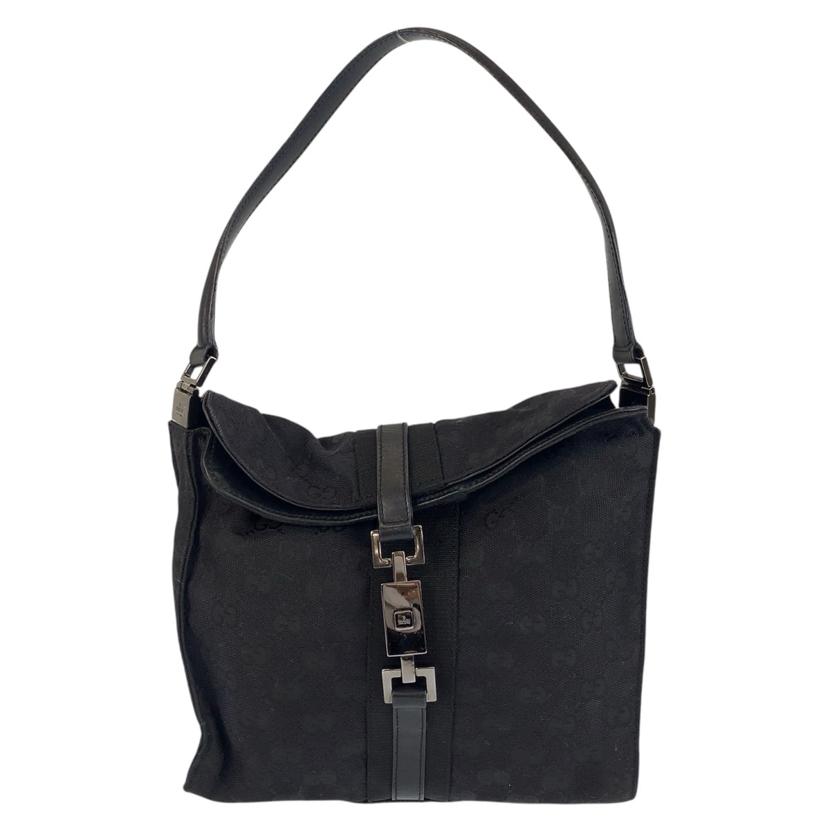 美品 ジャッキー ブラック 黒 GGキャンバス/レザー 001 3734 ショルダーバッグ レディース 504838